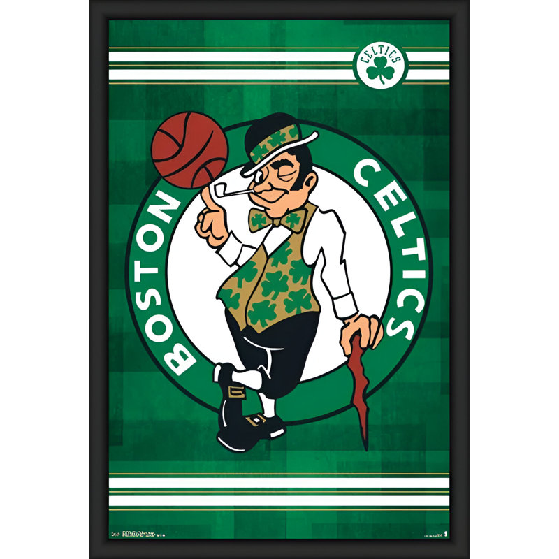 Boston Celtics - impression d'art graphique sur papier, Toile tendue, H 36,5 po x l 24,75 po x P 1 po