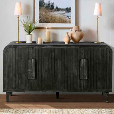 Curved Storage  Sideboard With Wooden Handles