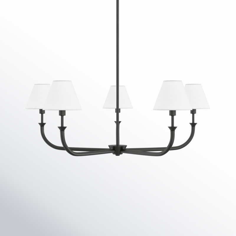 Lustre en acier 5 lumières Greta, Noir, noir, noir, noir