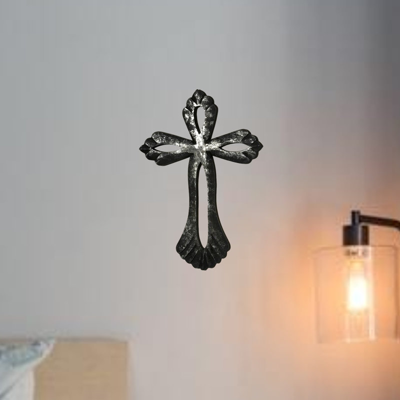 The Shepherd's Light Handmade Religious & Spiritual Wall Decor, Charcoal Black with Silver Foil Patina