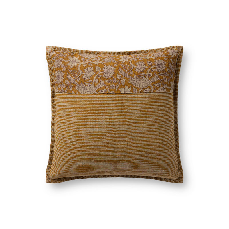 Coussin décoratif Loloi, Moutarde à motif floral, Inférieur
