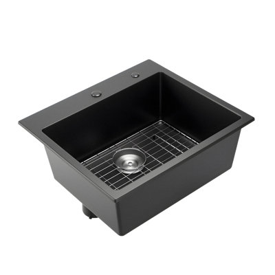 Évier de cuisine en granite de 25 po à cuve simple à montage sur le dessus pour bar pour véhicule récréatif