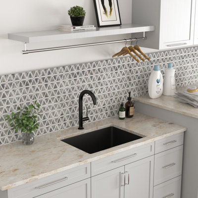 24'' L x 18'' W Quartz Undermount Laundry Sink, Granite Composite Kitchen Sink with Sink Grid, Strainer and Roll-up Rack