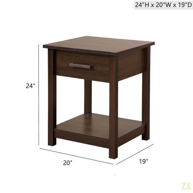 Table de chevet élégante et contemporaine, Noyer