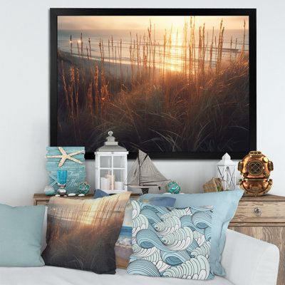 «Ocean Summer Bliss Sunset Beach Grass Waving I», reproduction sur toile