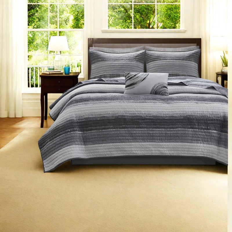 Premium King Bedding Set, Microfiber & Cotton, Modern Black Design