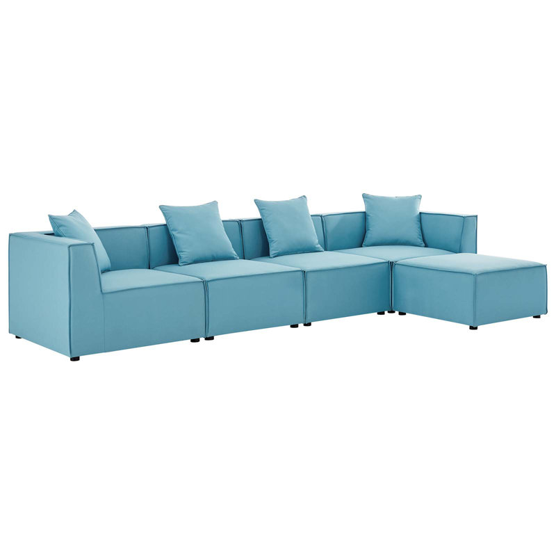 Canapé modulaire d'extérieur 5 pièces Modway Saybrook, Turquoise
