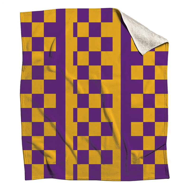 Purple Yellow Checkered Blankets, 60in W x 80in H