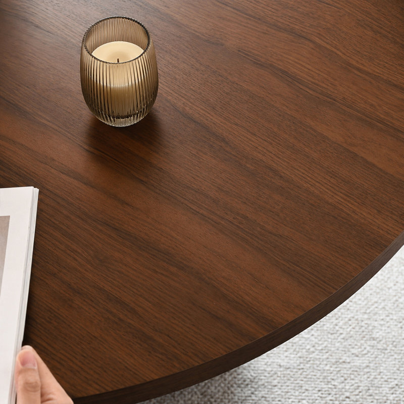 60 Inch White Oak Veneer Round Pedestal Dining Table, Walnut