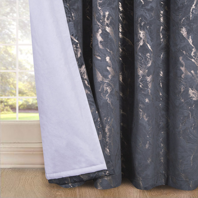 Foland Velour Room Darkening Curtain Pair, Grey, 114cm Width x 183cm Drop