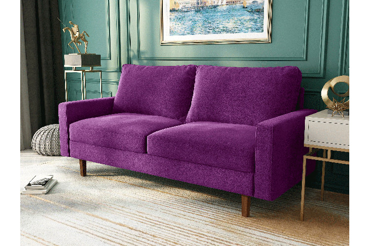 Chesterfield Tufted Purple Leather Vintage 3 Cushion Sofa
