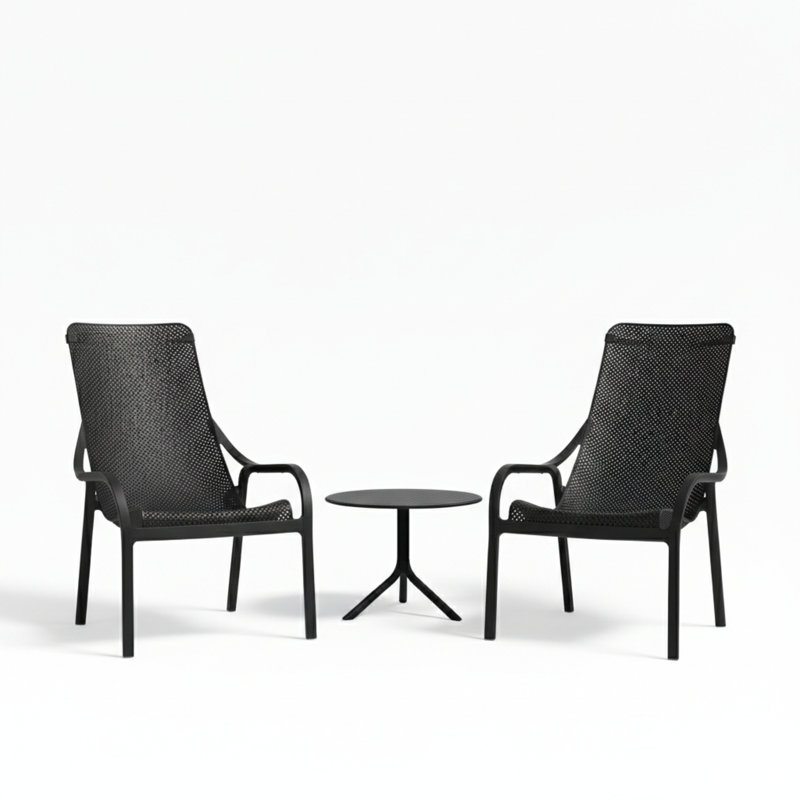 2 - Person Patio Dining Set with Round Table, Anthracite