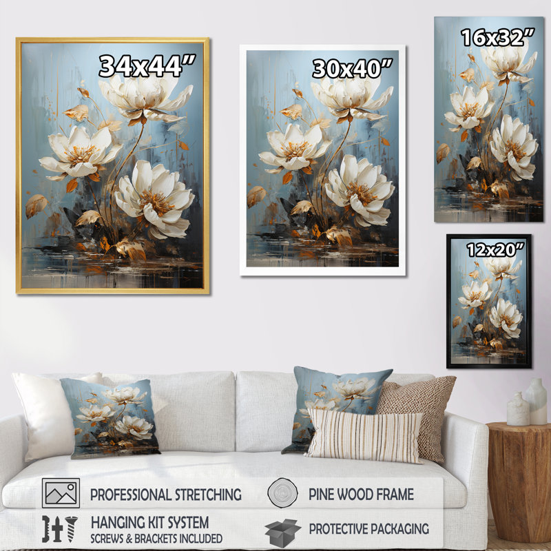 Sérénade lotus au clair de lune I, Cadre naturel flottant, H 20 po x l 12 po x P 1 po