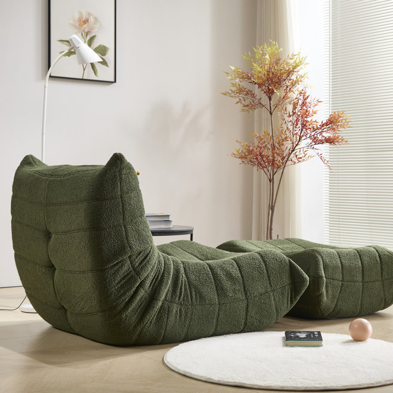 Fauteuil à billes et chaise longue Teddy, Vert