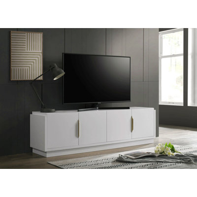 70"W White 4-Door Tv Stand