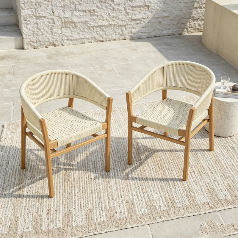 Ensemble de chaises d'extérieur en rotin tissé, Beige