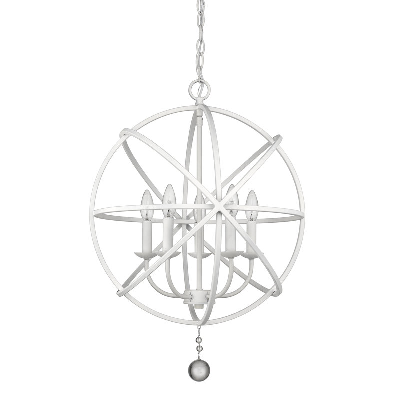Puma 5 - Light Dimmable Globe Chandelier, Matte White