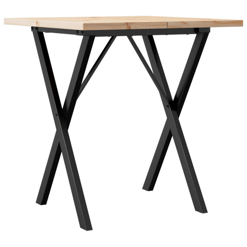 vidaXL Dining Table X-Frame Solid Wood Pine and Steel, 75.5cm H x 70cm L x 70cm W