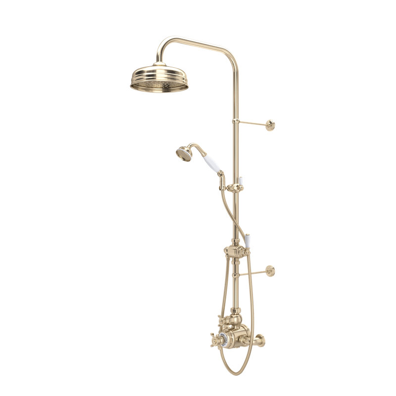 Edwardian™ 3/4" Thermostatic Shower System, Satin Nickel, Cross Handle