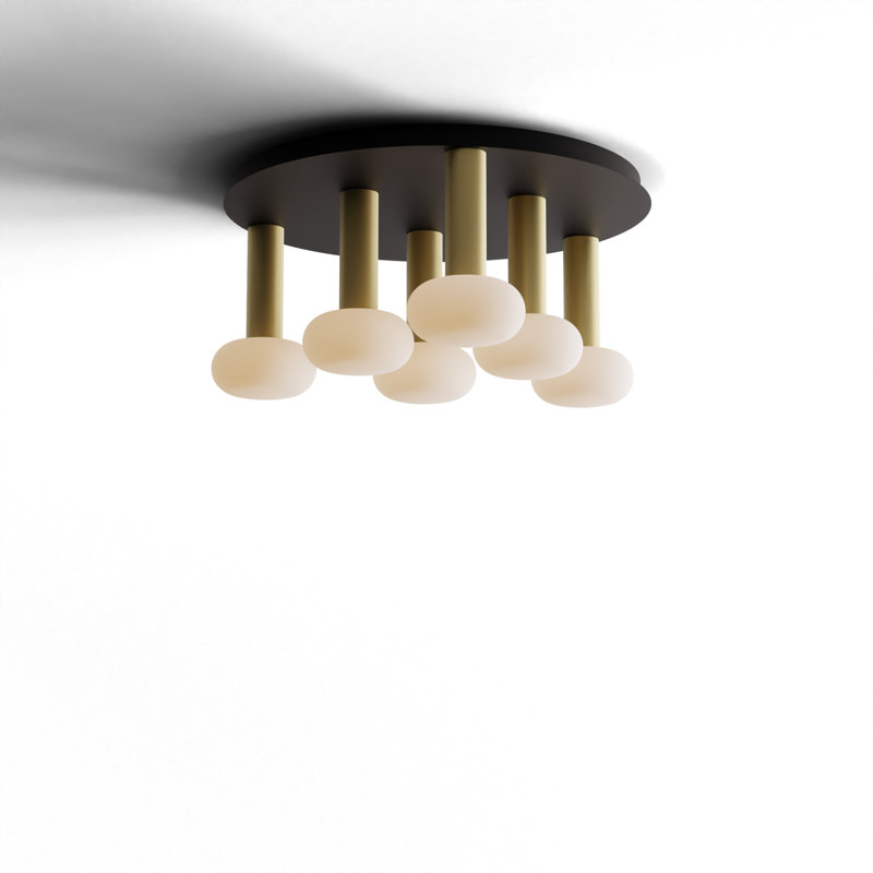 6 - Light LED Pendant, Brass