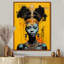 Art africain, reine bleue africaine, collage rétro sur fond jaune - femme moderne-455619882-455619883