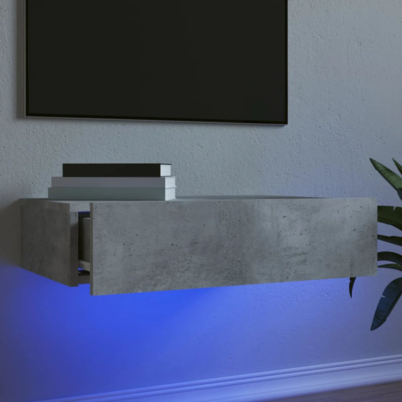 Briahnna TV Cabinets with LED Lights Media Unit, Concrete Grey