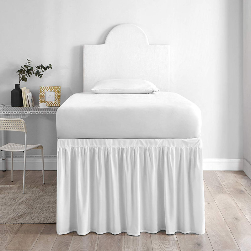 Ruffled Wrap Around Bed Skirt, Farmhouse White, Twin