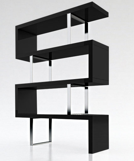 Charlis Metal Geometric Bookcase, (4 Shelves) 67" H x 51" W x 16" D, Black