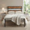 Ensemble de chambre à coucher industriel, lit plateforme en métal et 2 tables de chevet, aucun sommier requis, assemblage facile