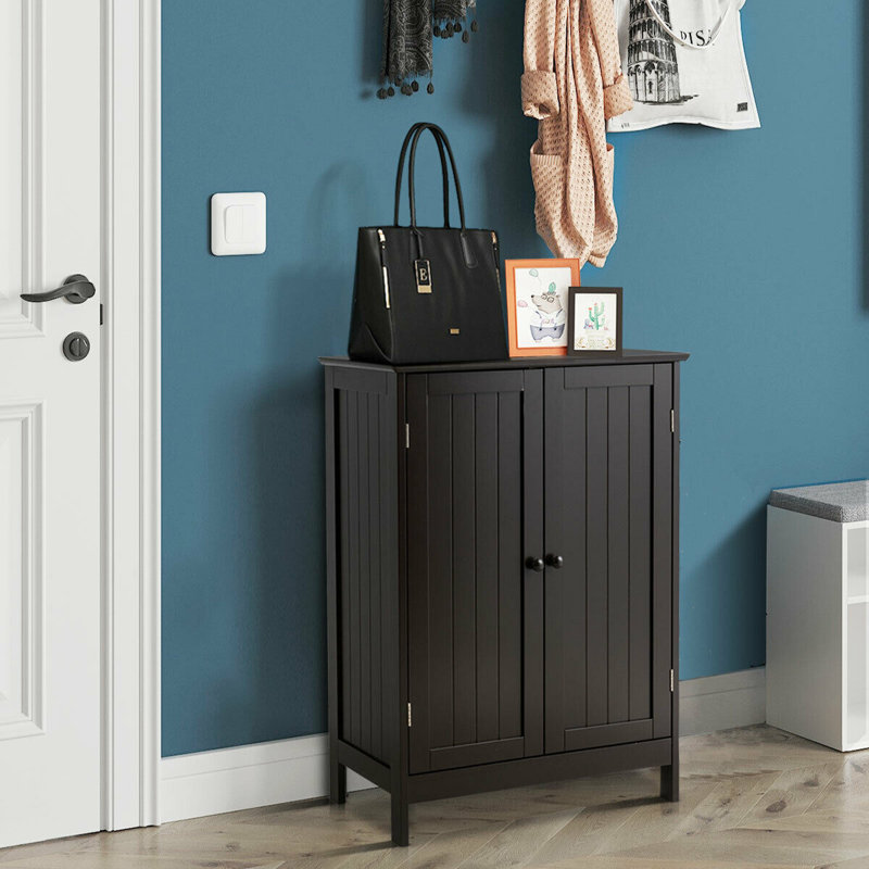 24'' W x 34.5'' H x 14'' D Free-Standing Bathroom Cabinet, Brown