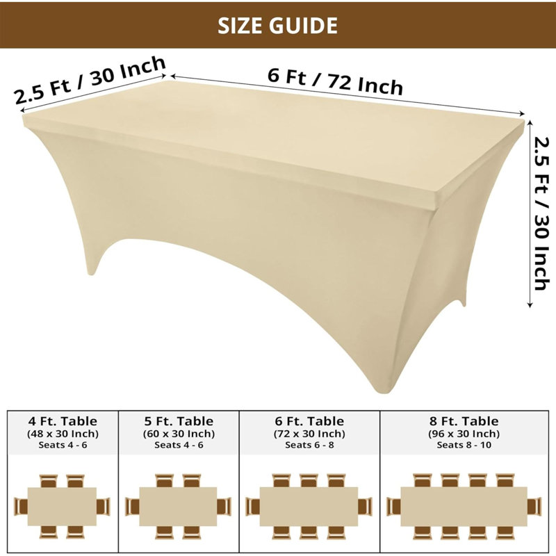 Spandex Tablecloth 2 Pack [6FT, Black] Tight, Fitted, Washable And Wrinkle Resistant Stretch Rectangular Patio Table Cover For Event, Wedding, Banquet & Parties [72Lx30wx30h Inch]