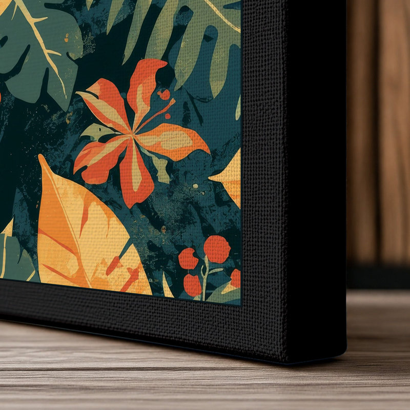 Floral Garden Tropical - Wrapped Canvas, Black Border, 24x16 - 61.0 x 40.6 cm