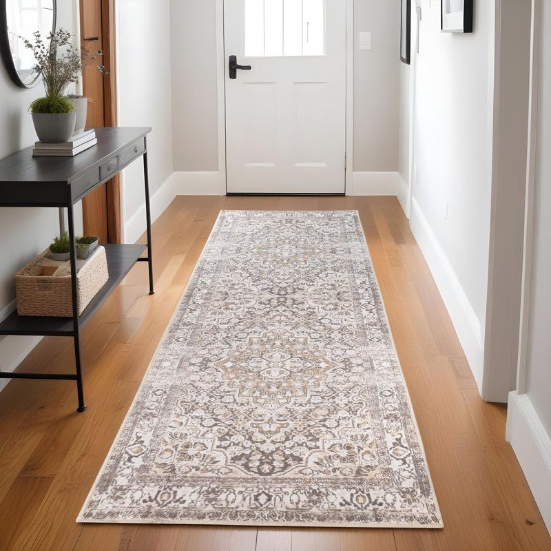 Tapis d'intérieur à motif géométrique Elodi, Tapis de couloir 2 pi 6 po x 7 pi 6 po