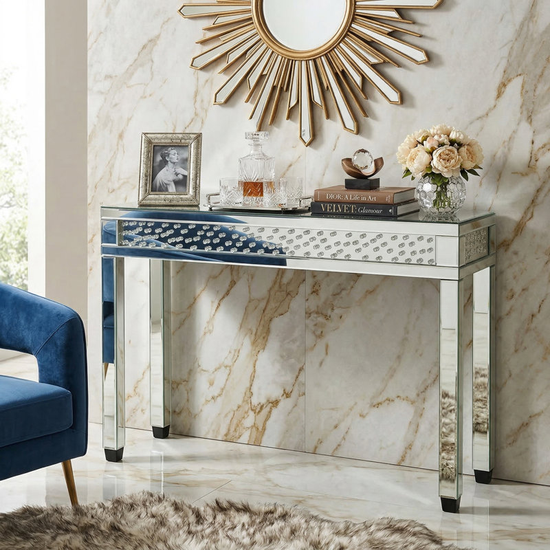 Crystal Éclat Mirrored Console Table