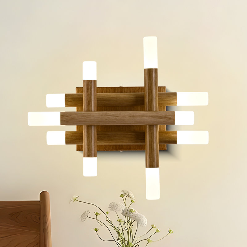 Bembry Modern Iron Flush Mount Wall Sconce with LED Lights and Remote, Natural