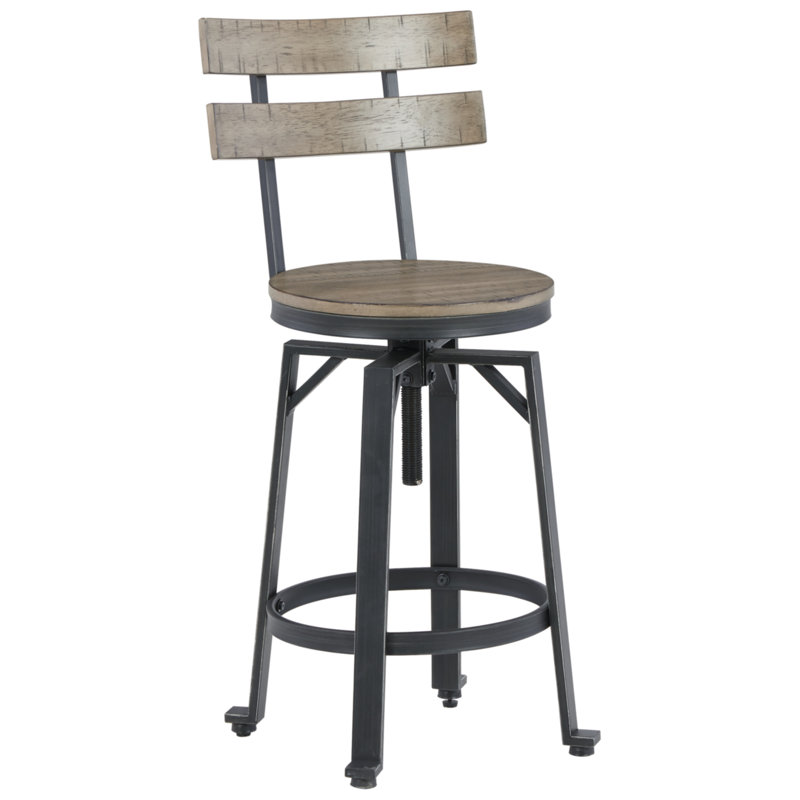 Rustic Charm Two-Tone Swivel Counter Height Barstool in Distressed Brown