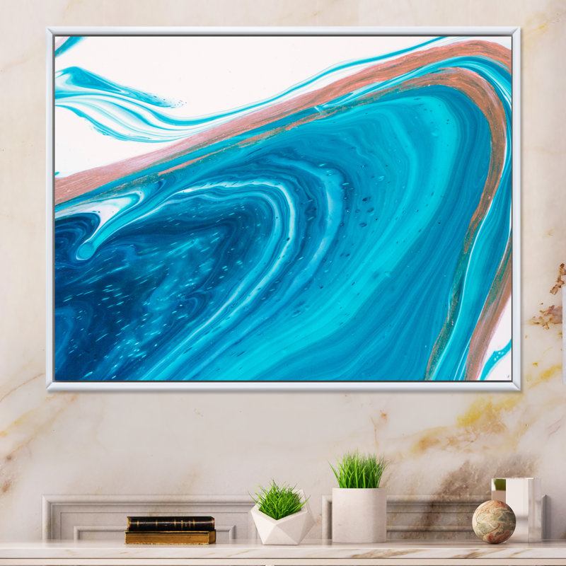 Luxury Marble River IV - reproduction d'art sur toile encadrée, H 24 po x l 36 po x P 1 po, Toile avec cadre flottant blanc