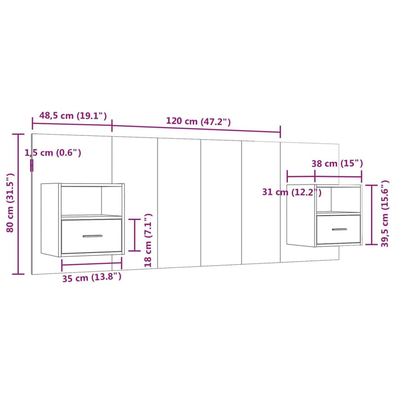 Headboard, Small Double (4'), Grey Sonoma