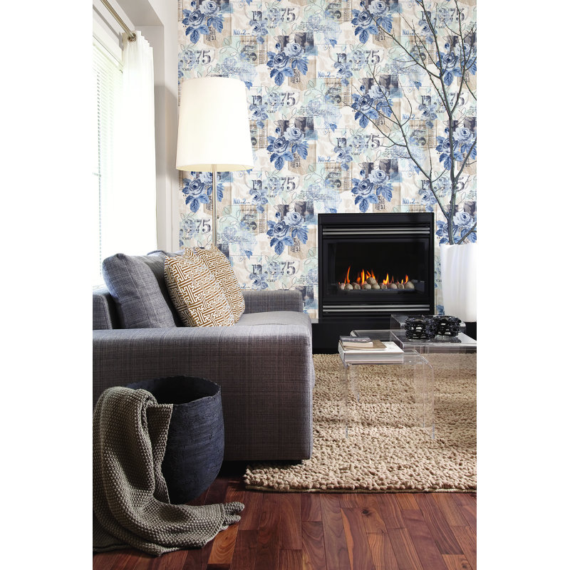 10m x 53cm Matte Wallpaper Roll, Beige/Violet