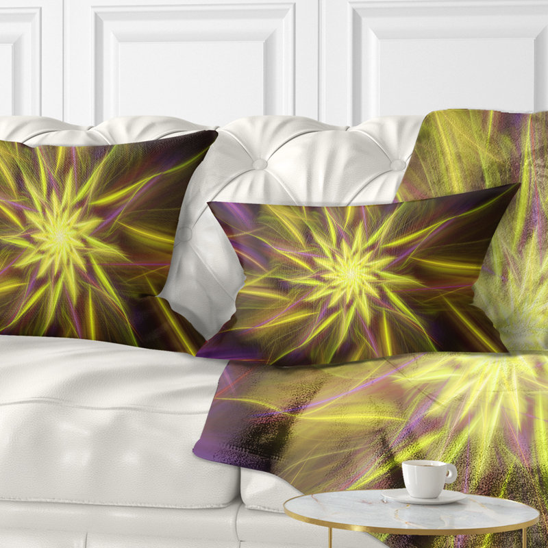 Coussin lombaire floral à fleurs exotiques, Or