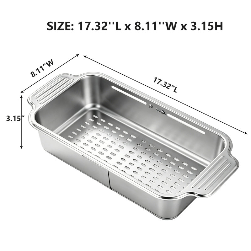 Passoire extensible en acier inoxydable, panier à drain télescopique réglable, crépine d'évier de cuisine multifonctionnelle pour le lavage des légumes, la vidange et le rangement des aliments