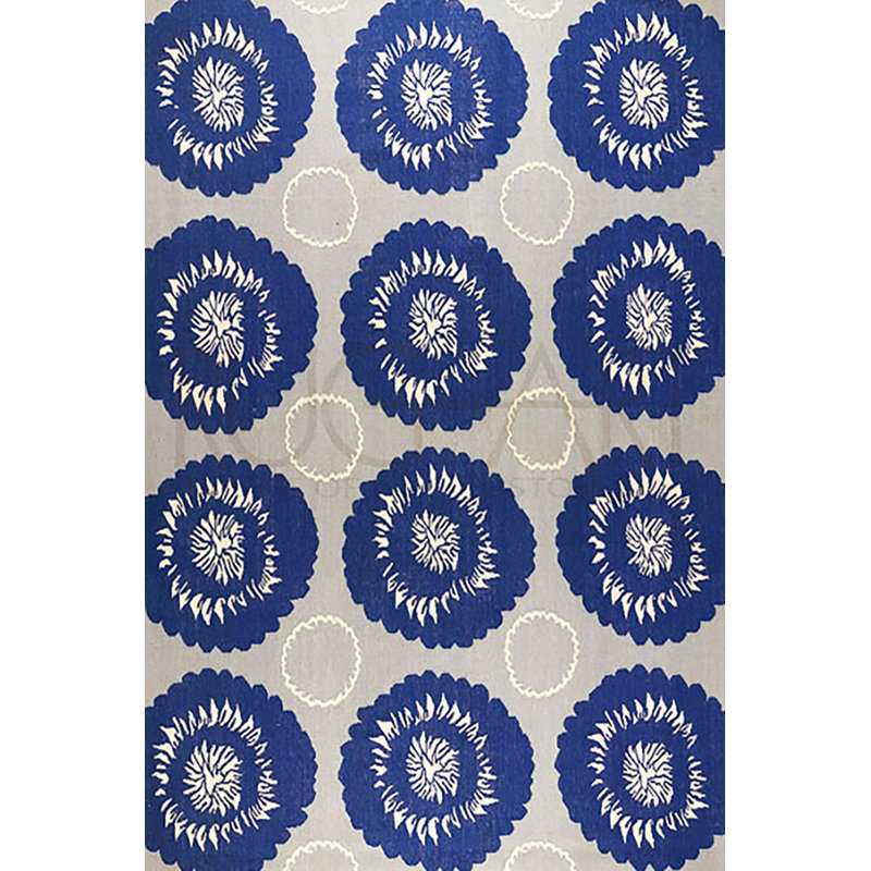 Noche Wool Geometric Area Rug in Blue/Gray
