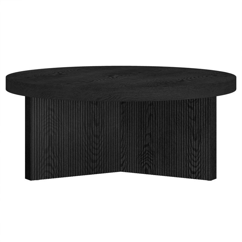Adione Pedestal Coffee Table, Black Grain