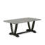 Cet ensemble de salle à manger 9 pièces comprend une table en bois de ciment et 8 chaises Parson en tissu de lin clair à dossier haut - finition brossée-709250270-709236825-709236830