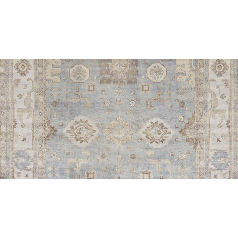 Hand-Knotted High-Quality Light Blue and Ivory Area Rug