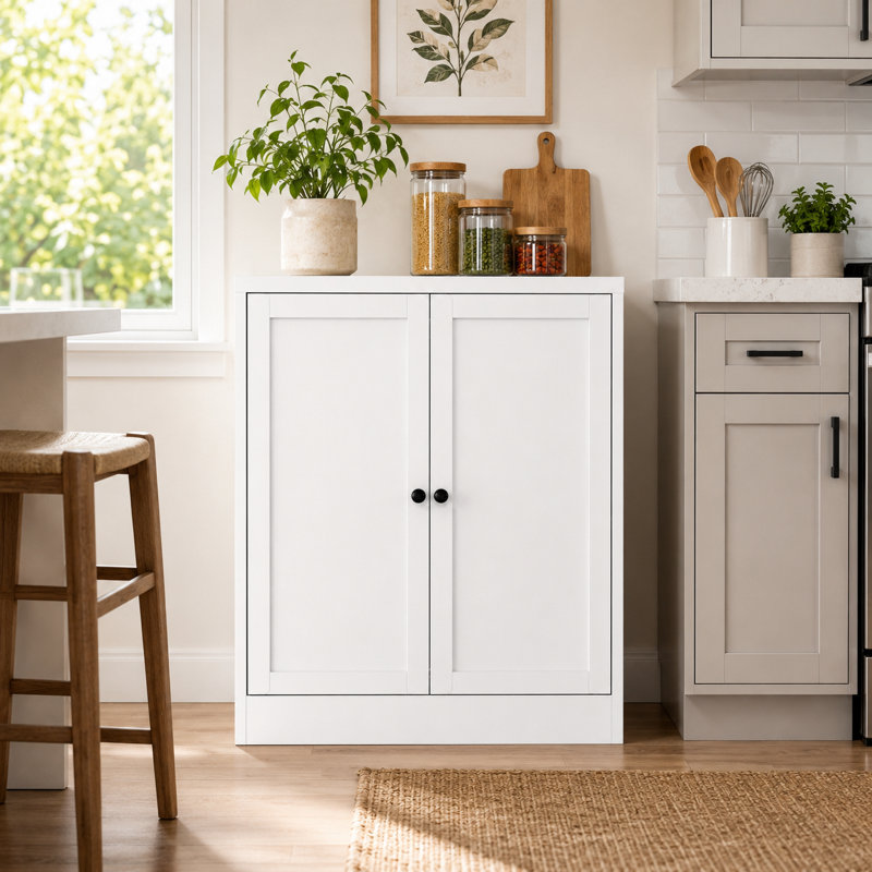 34.6" White Metal Pantry Cabinet With Adjustable Shelves - Freestanding Kitchen Storage Organizer With Easy-grip Handles, Assembly Required, Ideal For Kitchen, Dining Room, Apartment
