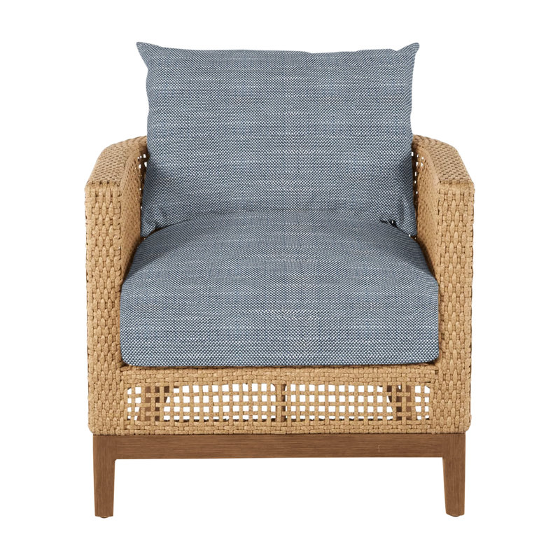Peninsula Barrel Chair, Light Raffia/Natural Sandalwood, Rollo Chambray InsideOut® Linen, Welt + Standard fill