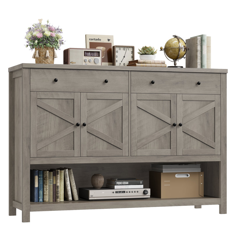55.1" Upgraded Console Table, Entryway Table with Open Shelf, gray