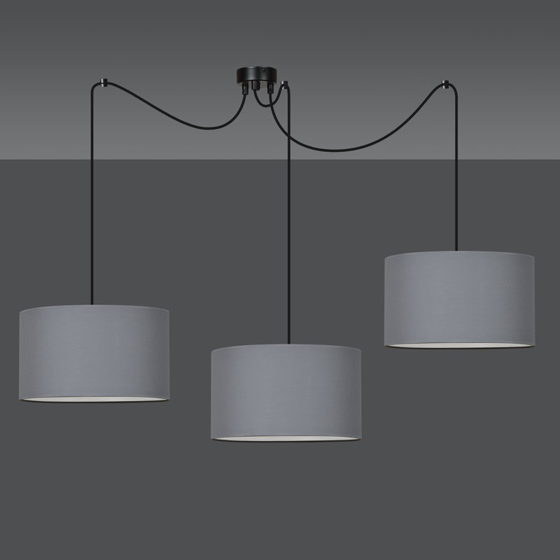 Pascua 3 - Light Black Drum Pendant, Grey