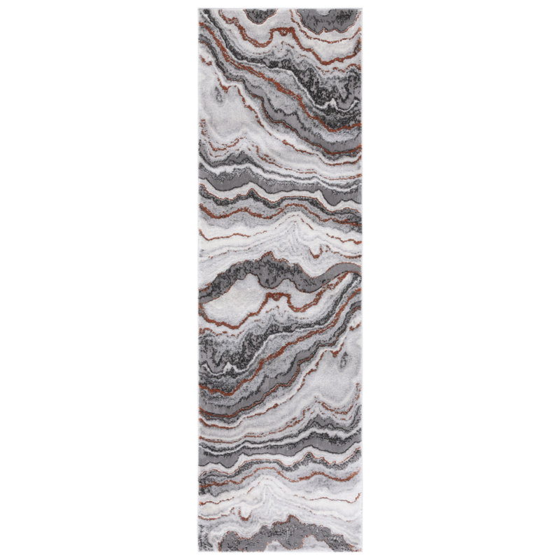 Swindle Abstract Gray/Blue Area Rug, Runner 2'3" x 8'